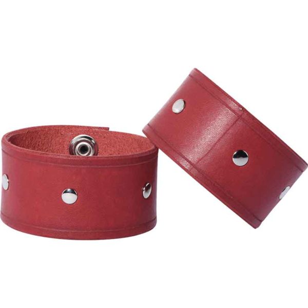 Simple Studded Leather Wrist Cuffs