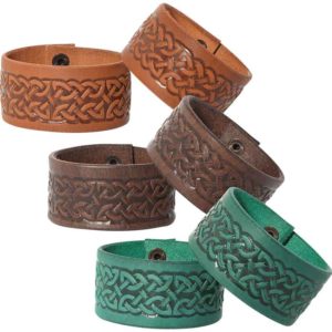 Embossed Celtic Knot Leather Wrist Cuffs