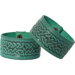 Embossed Celtic Knot Leather Wrist Cuffs