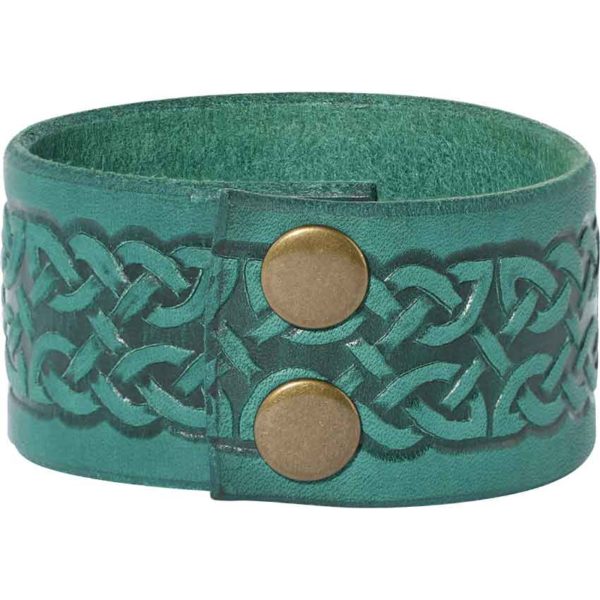 Embossed Celtic Knot Leather Wrist Cuffs