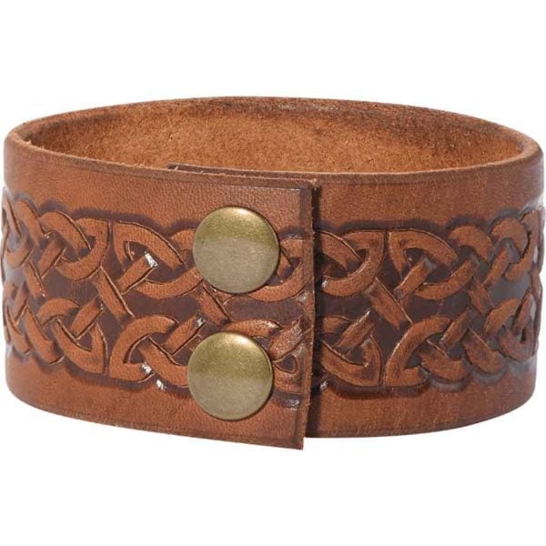 Embossed Celtic Knot Leather Wrist Cuffs