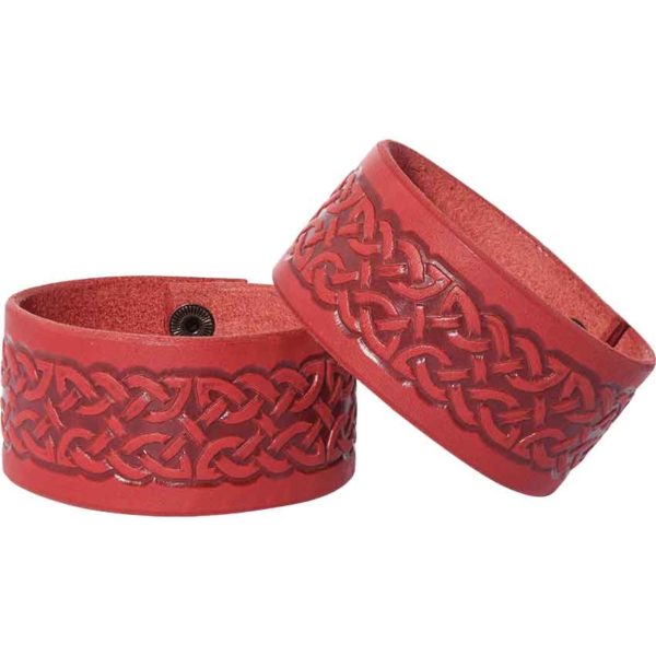 Embossed Celtic Knot Leather Wrist Cuffs
