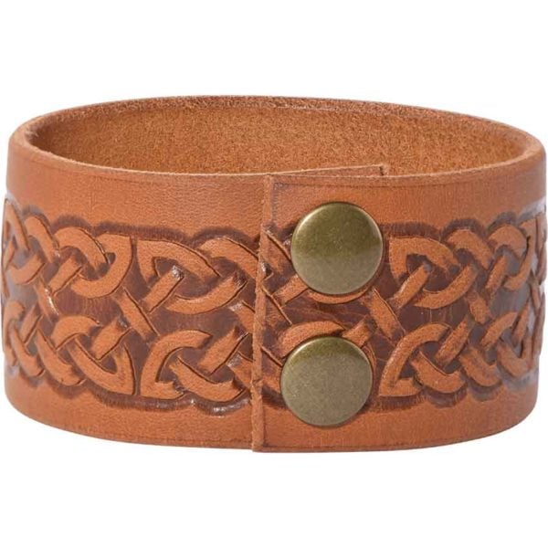 Embossed Celtic Knot Leather Wrist Cuffs