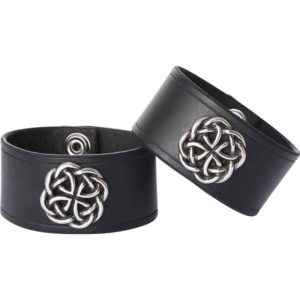 Leather Wrist Cuffs with Celtic Knot