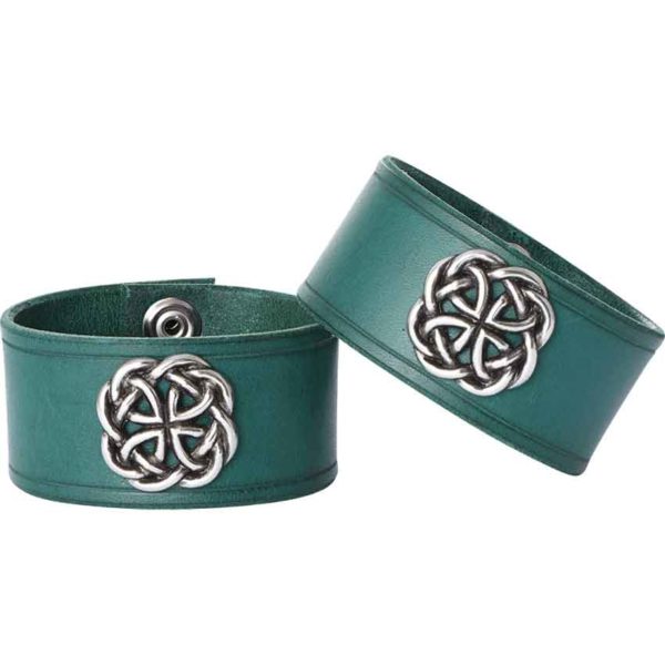 Leather Wrist Cuffs with Celtic Knot