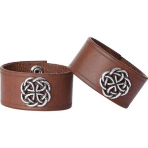 Leather Wrist Cuffs with Celtic Knot