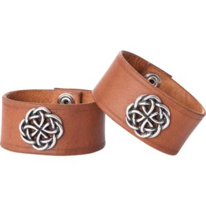 Leather Wrist Cuffs with Celtic Knot