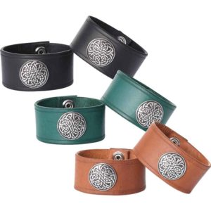 Leather Wrist Cuffs with Celtic Shield