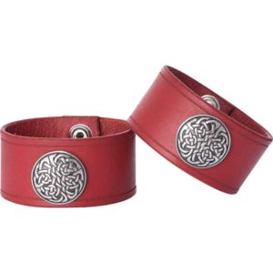 Leather Wrist Cuffs with Celtic Shield