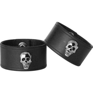 Leather Wrist Cuffs with Skull