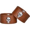 Leather Wrist Cuffs with Skull