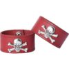 Leather Wrist Cuffs with Skull and Crossbones