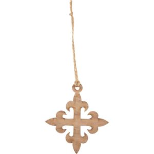 Fleur Cross Wooden Christmas Ornament