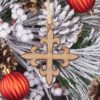 Fleur Cross Wooden Christmas Ornament