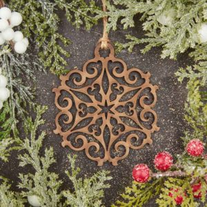 Filigree Snowflake Wooden Christmas Ornament