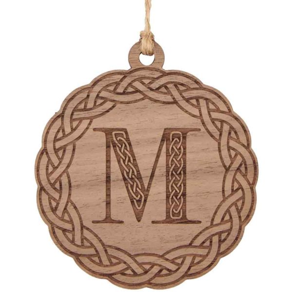 Celtic Wreath with Initial Wooden Christmas Ornament