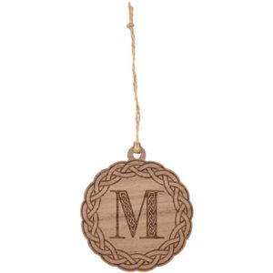 Celtic Wreath with Initial Wooden Christmas Ornament