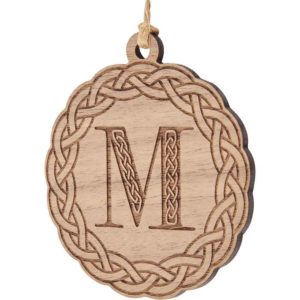 Celtic Wreath with Initial Wooden Christmas Ornament