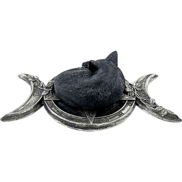 Triple Moon Black Cat Statue