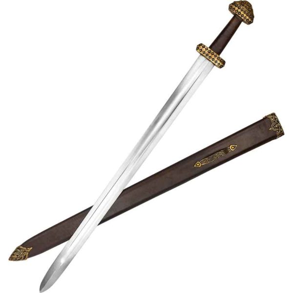 Ornate Bronze and Leather Hilt Viking Sword