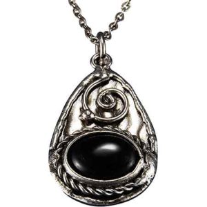 Silver Spiral Black Onyx Necklace