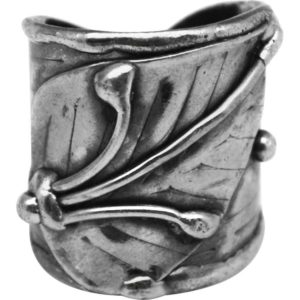 Soldered Leaf Medieval Silver Cuff Ring