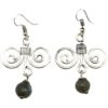 Scrolled Silver and Stone Medieval Earrings