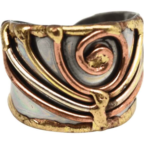 Medieval Spiral Mixed Metal Cuff Ring