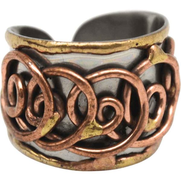Overlapping Spirals Medieval Cuff Ring