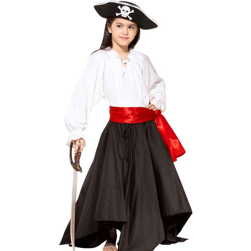 Rubies 883620 Girls Pirate Top Skirt And Hat Large 7-8 Years 