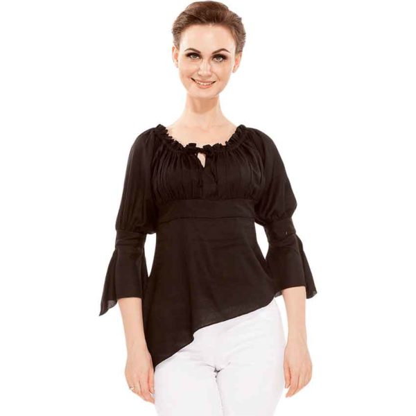 White Embroidered Bell Sleeve Blouse - Felicia