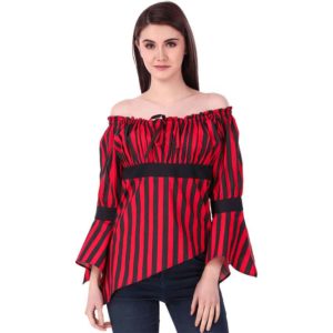 Felicia High-Low Striped Pirate Blouse