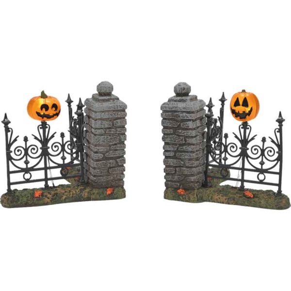 Jack Lantern Lit Fence Corners - Halloween Village Accessories by Department 56