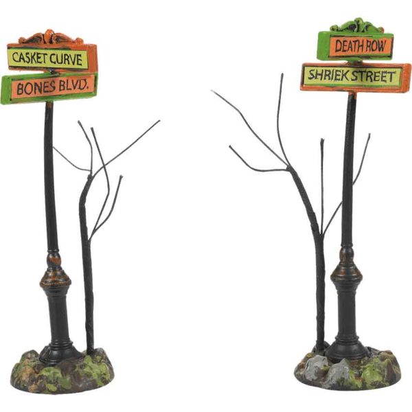 Creepy Village Street Signs - Halloween Village Accessories by Department 56