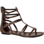 Purple Leather Short Gladiator Sandals With Metallic Violet Armor Detail main image 1