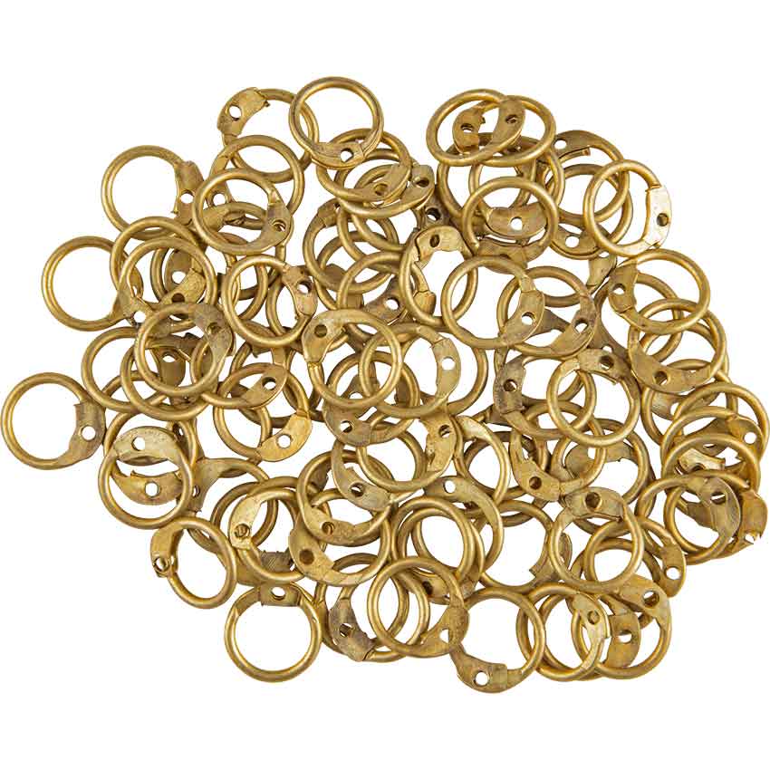 Brass Flat Rings with Round Rivets 9mm Riveted Chainmail Rings Reenactment LARP