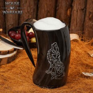 Howling Wolf Horn Tankard