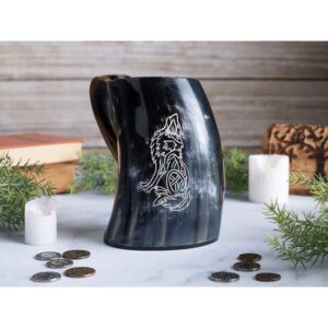 Howling Wolf Horn Tankard