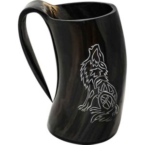 Howling Wolf Horn Tankard