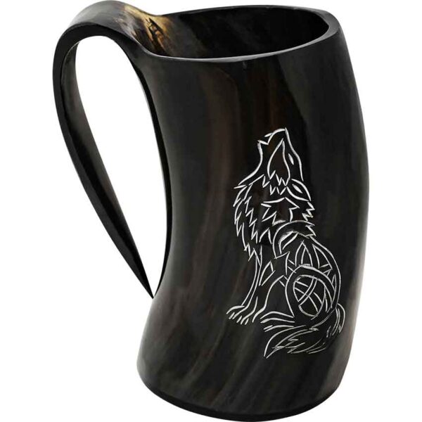 Howling Wolf Horn Tankard