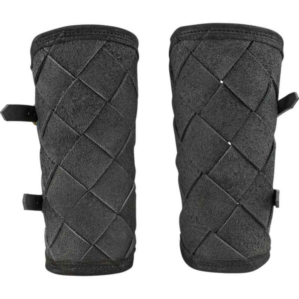 Viking Leather Bracers - Black