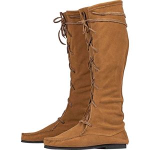 Suede Medieval High Boots - Brown
