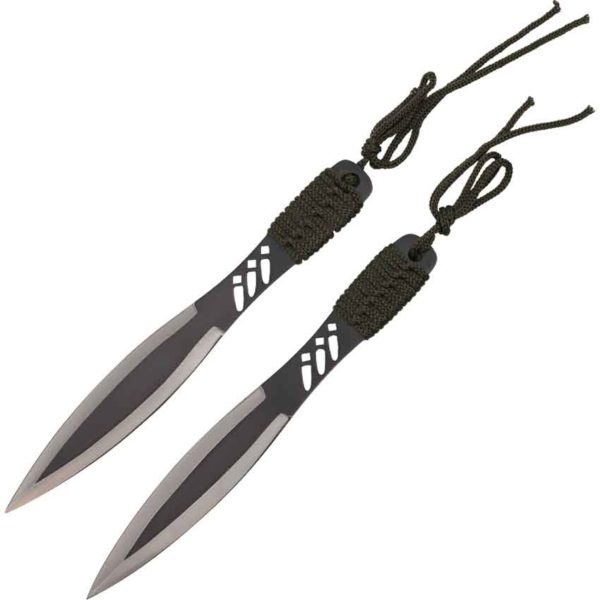 Wrapped Black Hilt Throwing Knife Trio