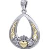 Celtic Claddagh Silver and Gold Pendant