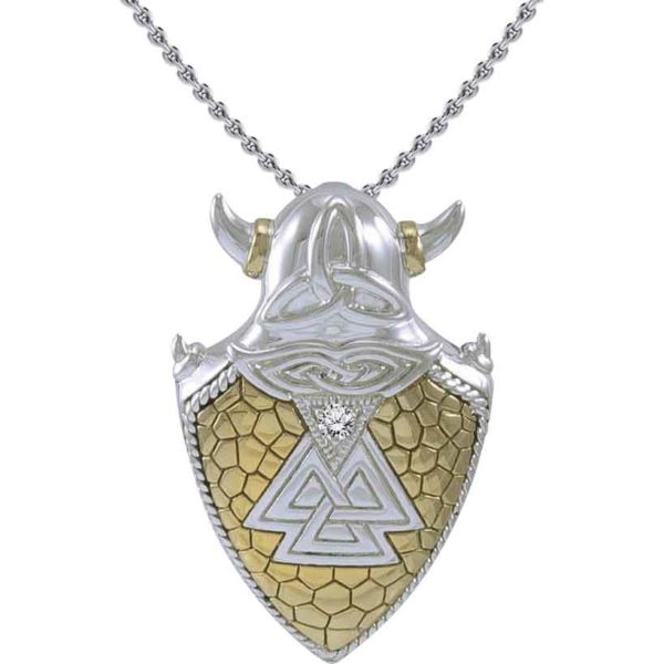 Silver Viking Valknut Shield Pendant