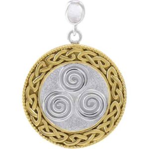Silver and Gold Spiral Triskelion Pendant
