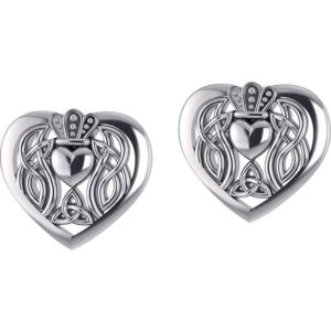 Celtic Claddagh Heart Post Earrings