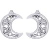Cutout Silver Celtic Moon Post Earrings