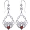 Silver Knotwork Gemstone Heart Earrings