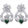 Silver Clover and Claddagh Post Earrings